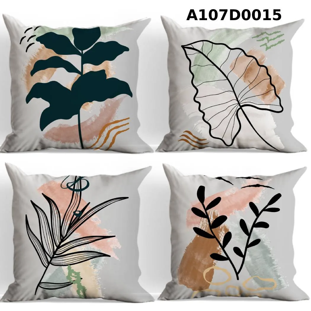طقم أوجه مخدات مطبوع رسومات أوراق أنيقة