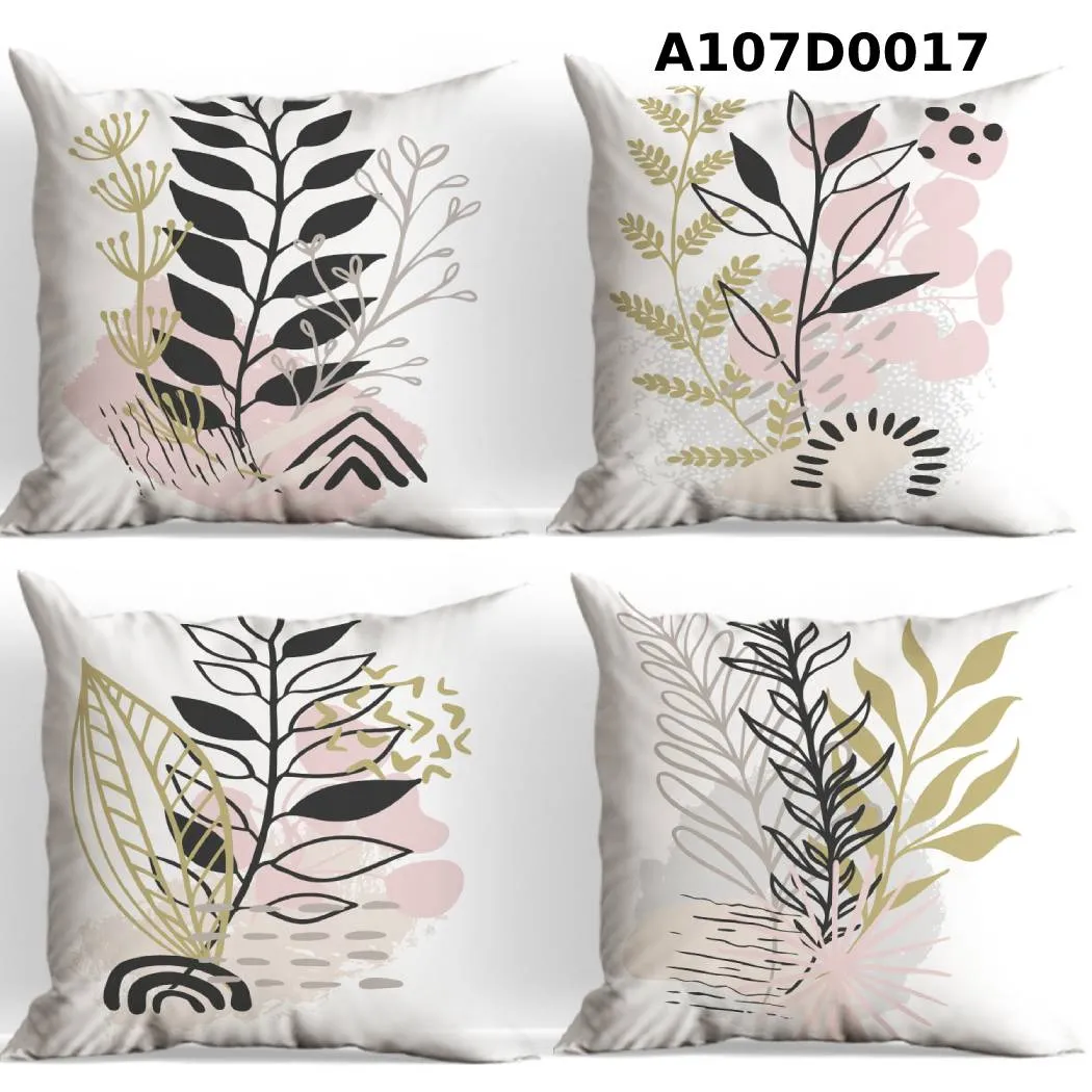 طقم أوجه مخدات مطبوع نقوش أوراق عصرية