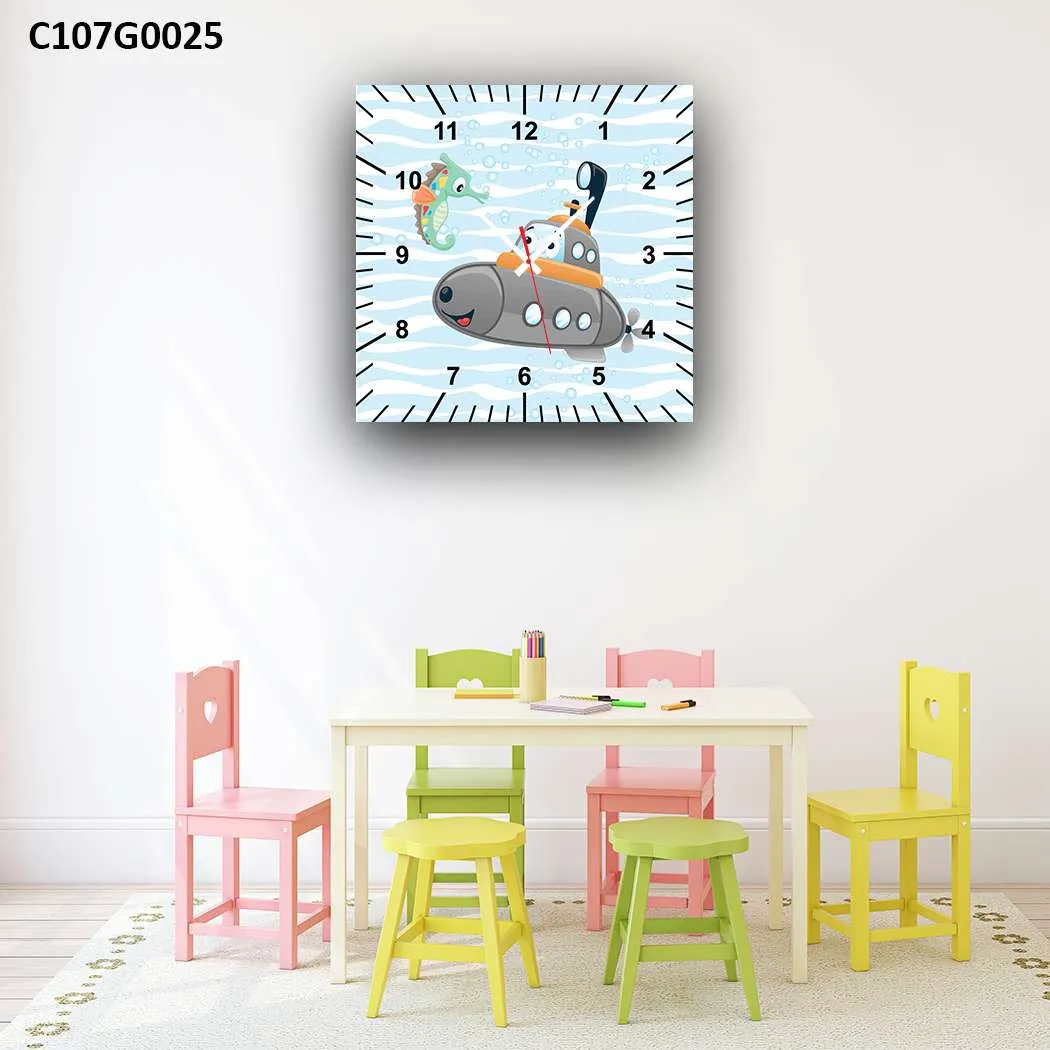 ساعة حائط للأطفال لغواصة البحرية – ألوان مرحة ولمسة مغامرة