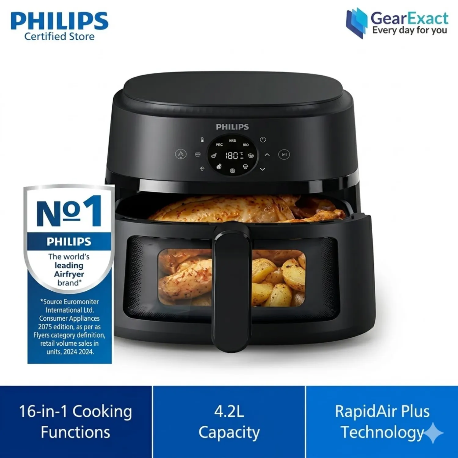 قلاية هوائية فيليبس (Philips Airfryer 3000 Series) الموديل الجديد NA322 بسعة 4.2 لتر