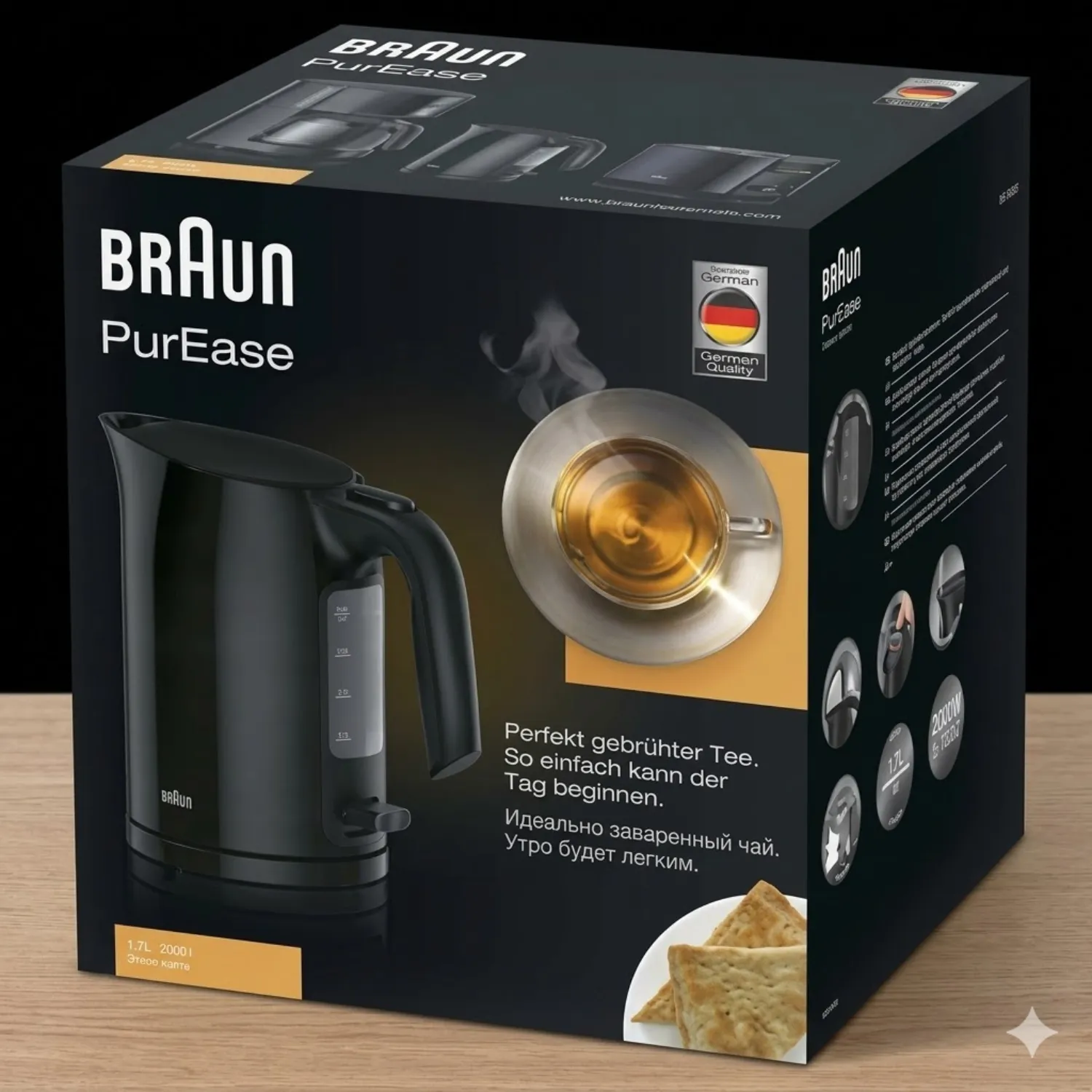 غلاية مياه براون بيور إيز (Braun PurEase) موديل WK3100 بقدرة فائقة تصل إلى 3000 واط وسعة 1.7 لتر