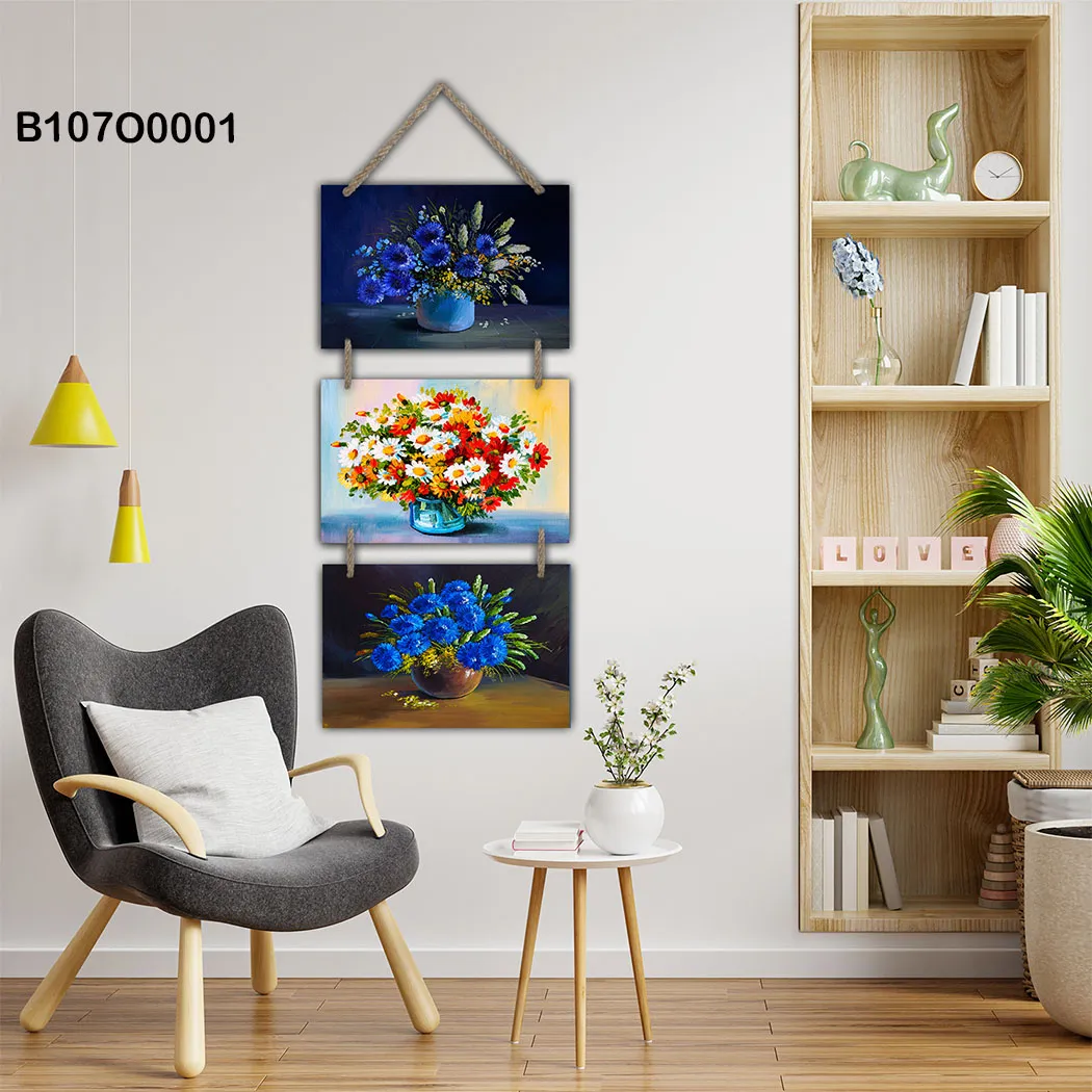 لوحة جدارية تعليق ثلاث قطع بزهور فنية أنيقة