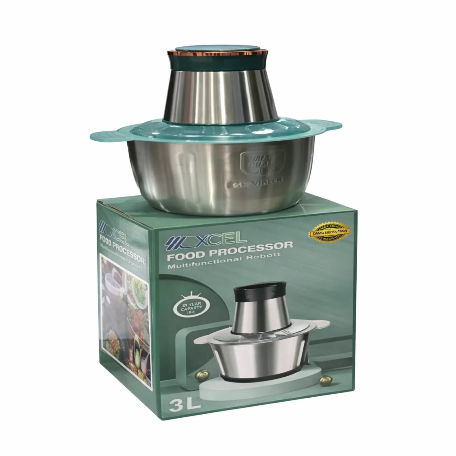 فرامة بصل وطعام متعددة الوظائف من إكسل (EXCEL Food Processor) بسعة كبيرة تصل إلى 3 لتر