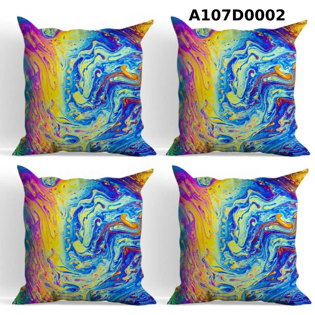 طقم أوجه مخدات مطبوع ألوان سائلة مجردة