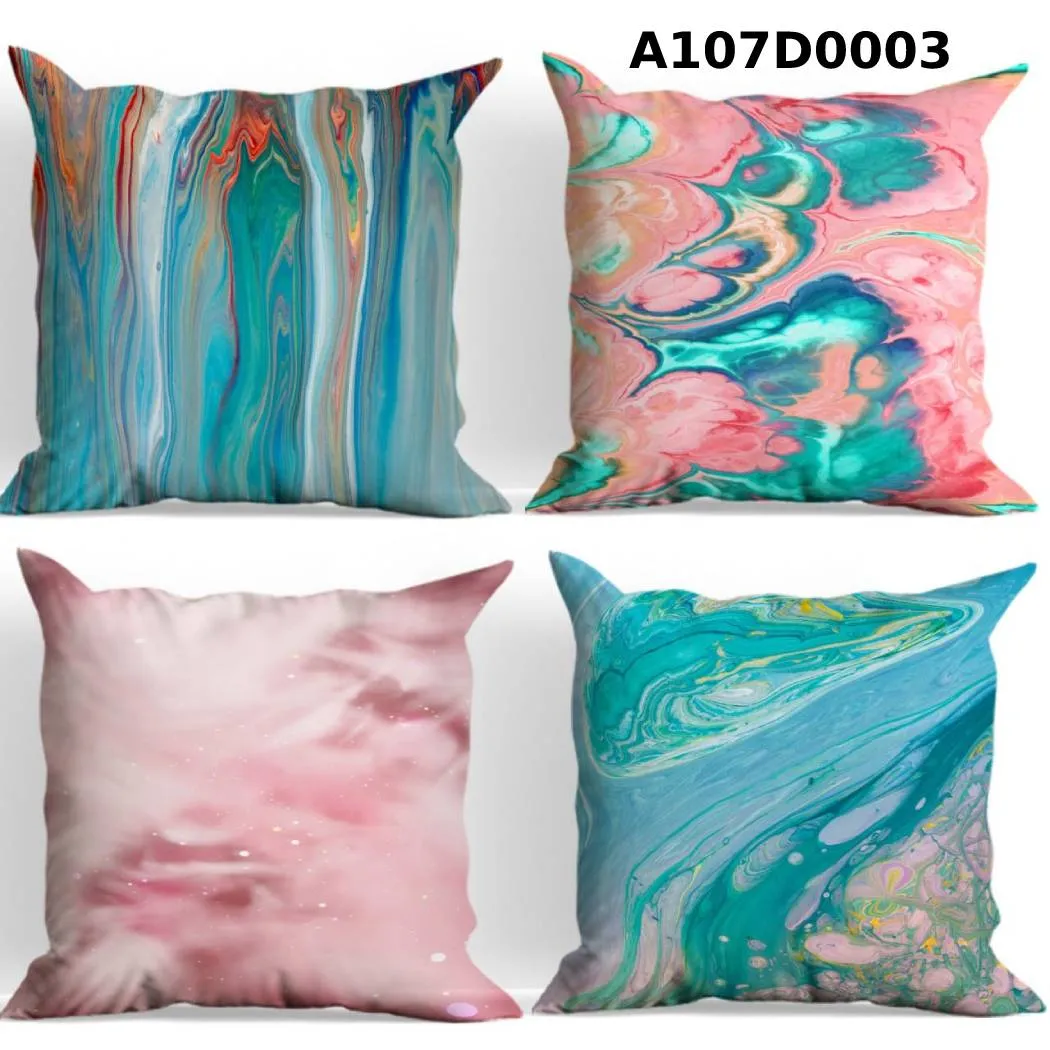 طقم أوجه مخدات مطبوع ألوان رخامية ناعمة