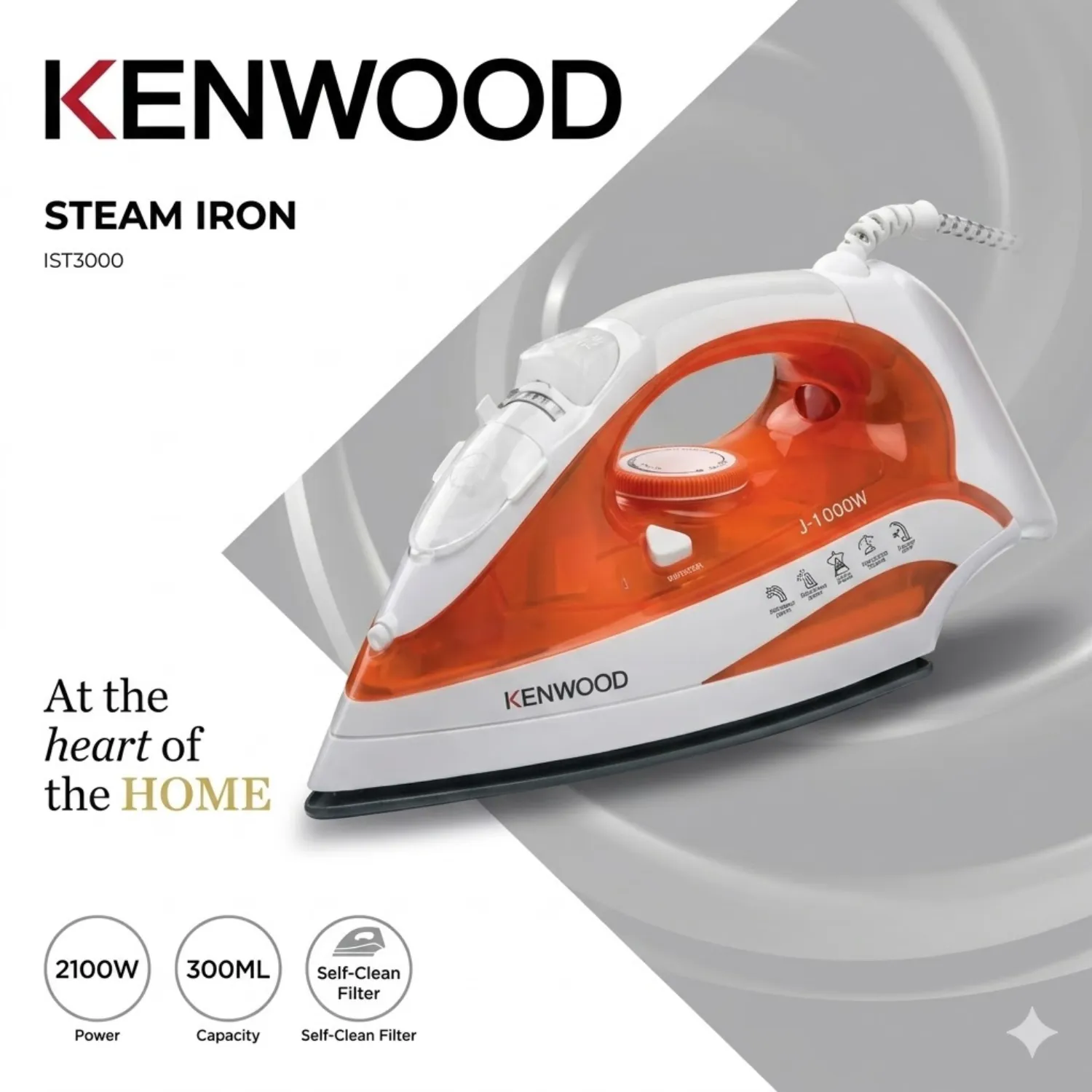 مكواة بخار كينوود (Kenwood Steam Iron) موديل STP50.000WB وقوة 2100 واط