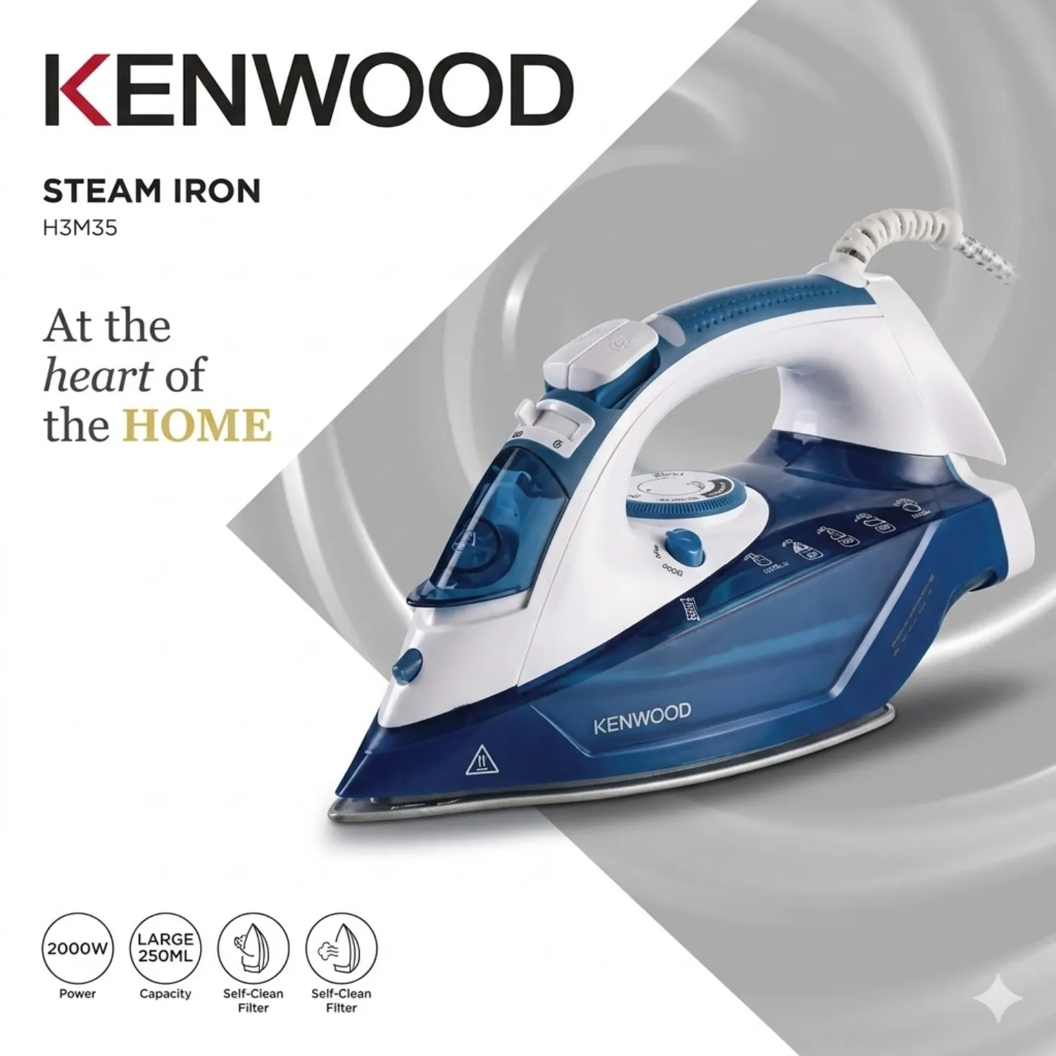مكواة بخار كينوود (Kenwood Steam Iron) موديل STP75.000WB وقوة 2600 واط