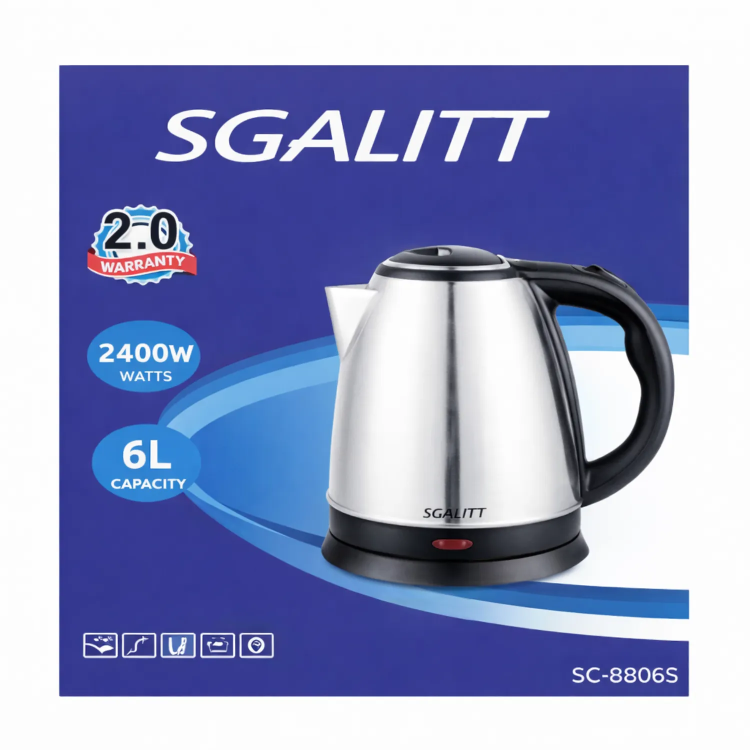 إبريق تسخين كهربائي من سيلفر كريست (Silver Crest) موديل SC-20A وقوة 1500 واط
