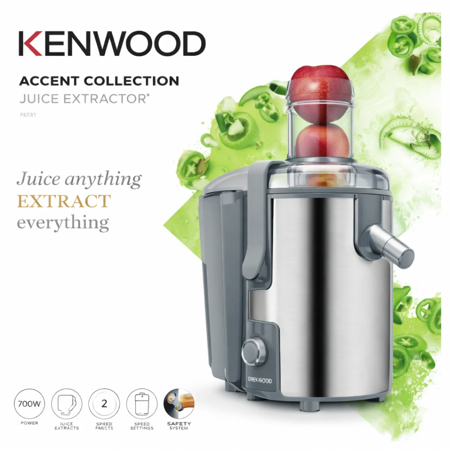 عصارة فواكه كينوود (Kenwood Juice Extractor) موديل JEM50SS وقوة 700 واط