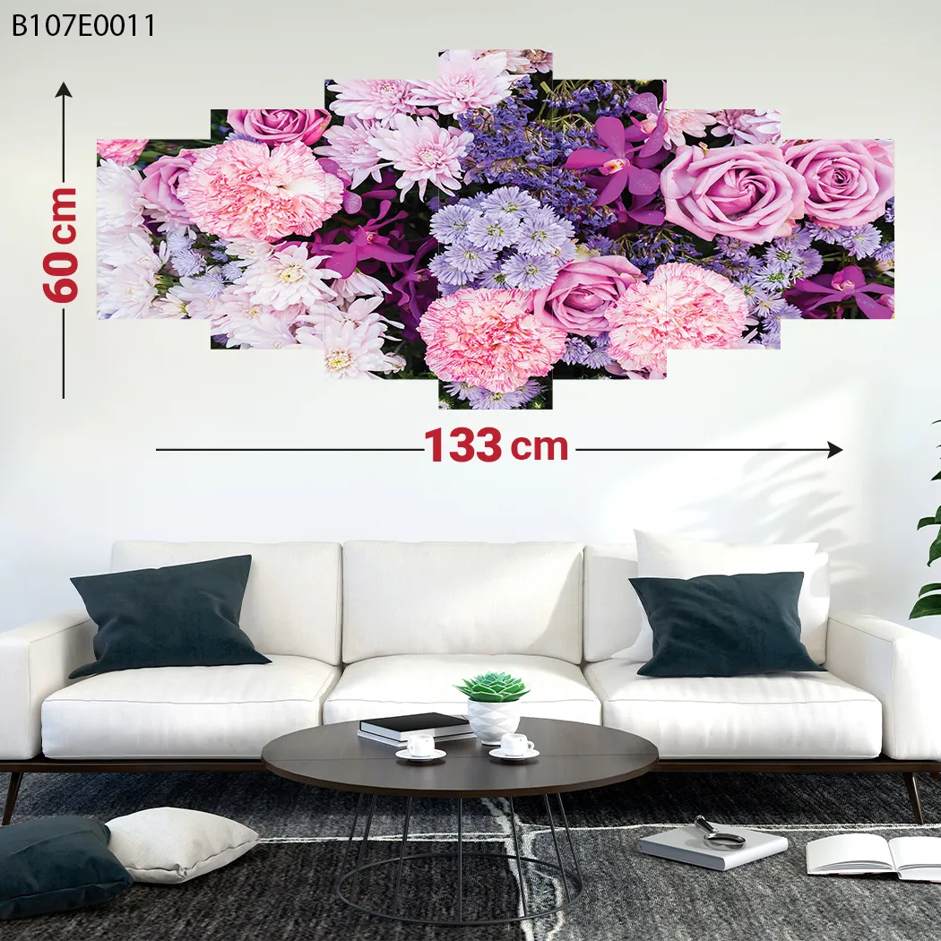 لوحة جدارية سباعية زهور ملونة