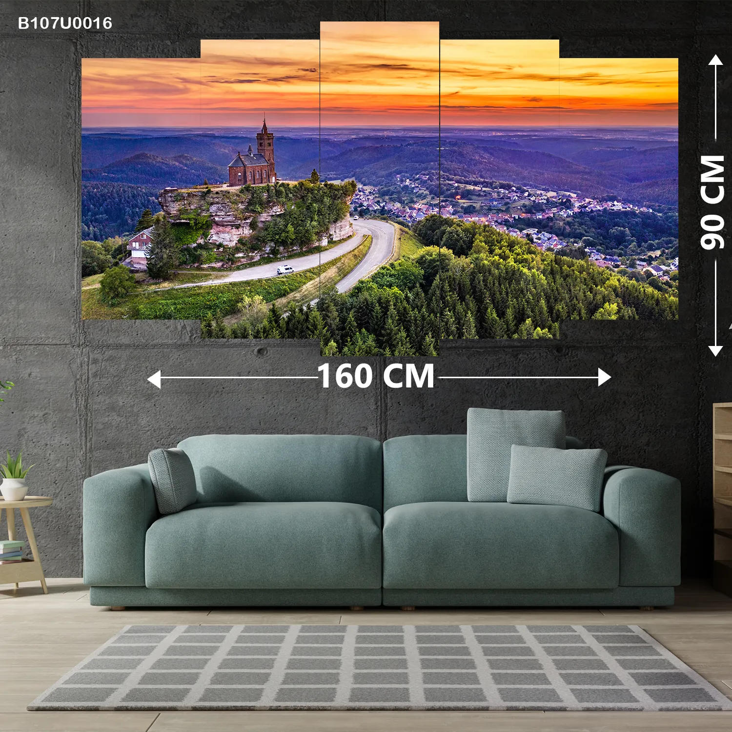 لوحة جدارية  لكنيسة على تلة عند الغروب