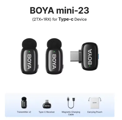 ميكروفون جوال BOYA Mini 23 Wireless Microphone 2.4GHz