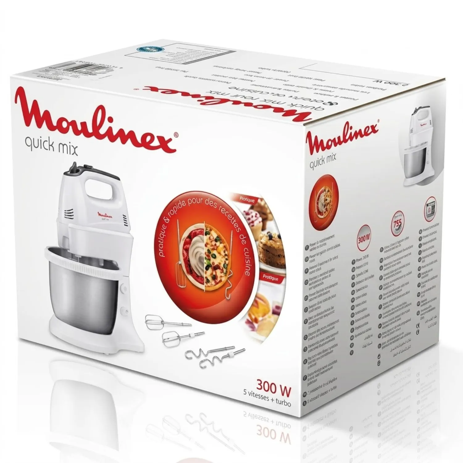 خفاقة مولينكس كويك ميكس مع وعاء (Moulinex Quick Mix) موديل HM312127 وقوة 300 واط