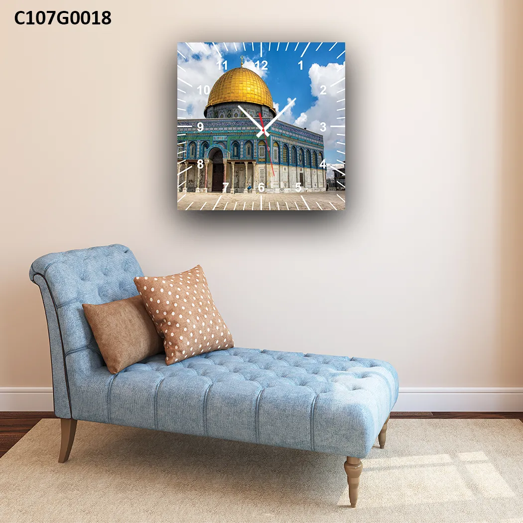 ساعة حائط قبة الصخرة – تصميم أنيق يعكس جمال العمارة الإسلامية