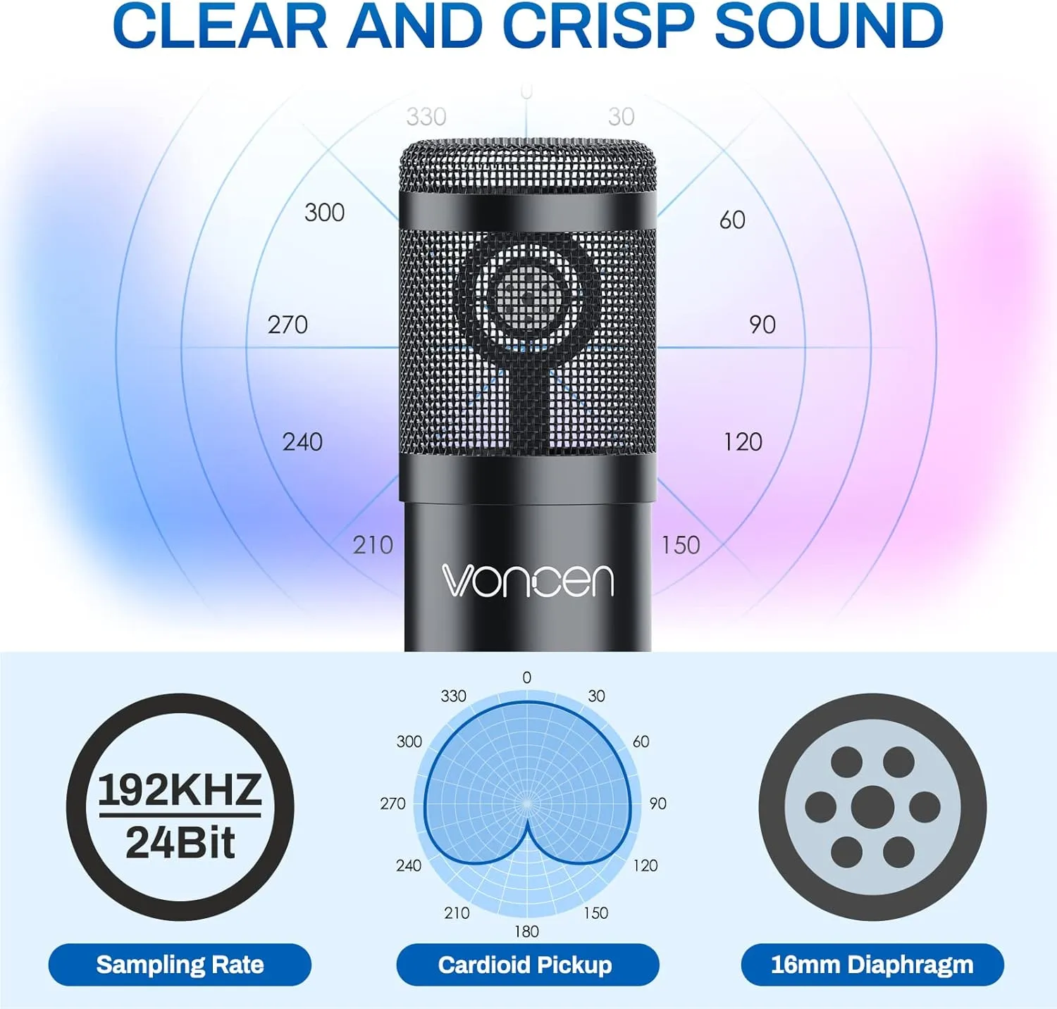 ميكروفون بث مباشر Voncen Professional Condenser Microphone